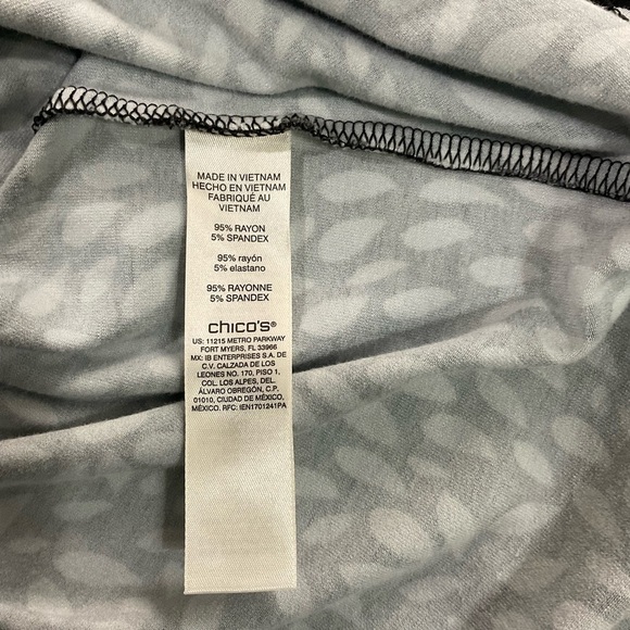 Chico's Dress Womens 1 Black White 'Pretty Petal Ellie' Tiered Midi Stretch Work - Picture 13 of 14